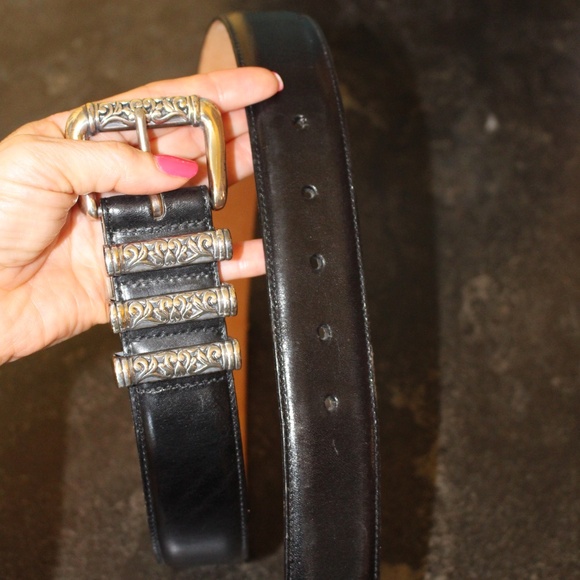 Brighton, Black Leather Belt with Silver Buckle NWOT main image 6